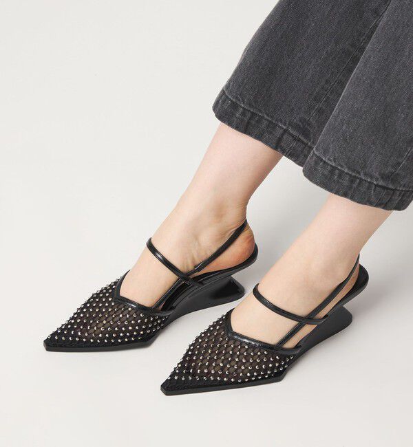 ODETTE E ODILE「＜SY＞ ポインテッド ビジュー ウェッジ バックベルト サンダル60&uarr;」|サンダル|