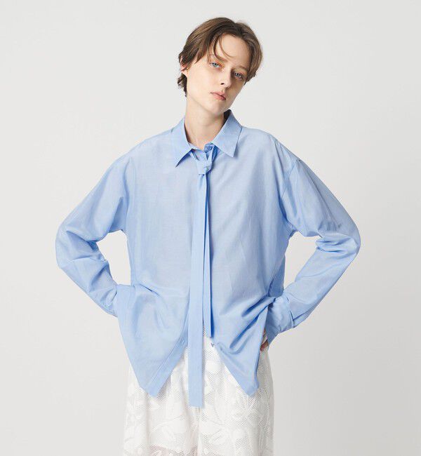 AEWEN MATOPH「＜AEWEN MATOPH＞コットンシルク ボウタイシャツ ‐ ウォッシャブル ‐」|シャツ・ブラウス|LT.BLUE