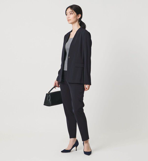 UNITED ARROWS「FEEL CLEAN Vノーカラー ジャケット ‐防しわ ストレッチ UVカット‐」|ノーカラージャケット|