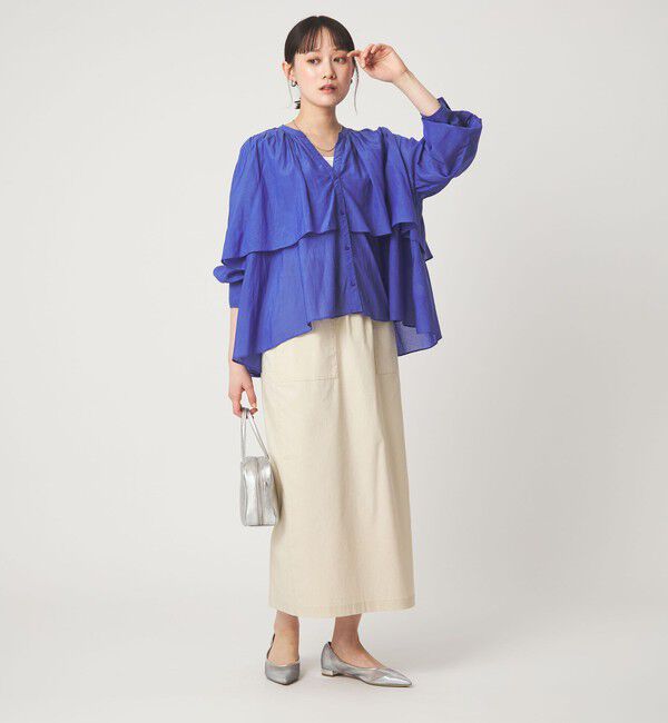 UNITED ARROWS green label relaxing「［size SHORTあり］ボイル レイヤー ギャザー ブラウス」|シャツ・ブラウス|