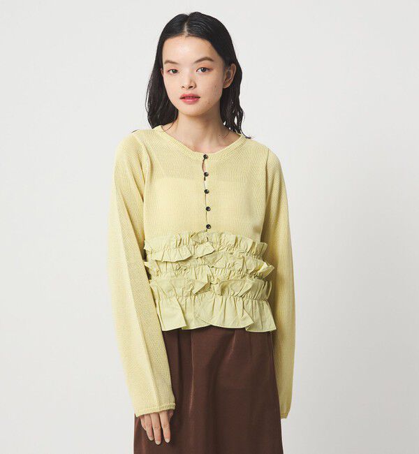 EMMEL REFINES「＜EMMEL REFINES＞EM ドッキングフリル 2WAY ニット」|ニット・セーター|LIME