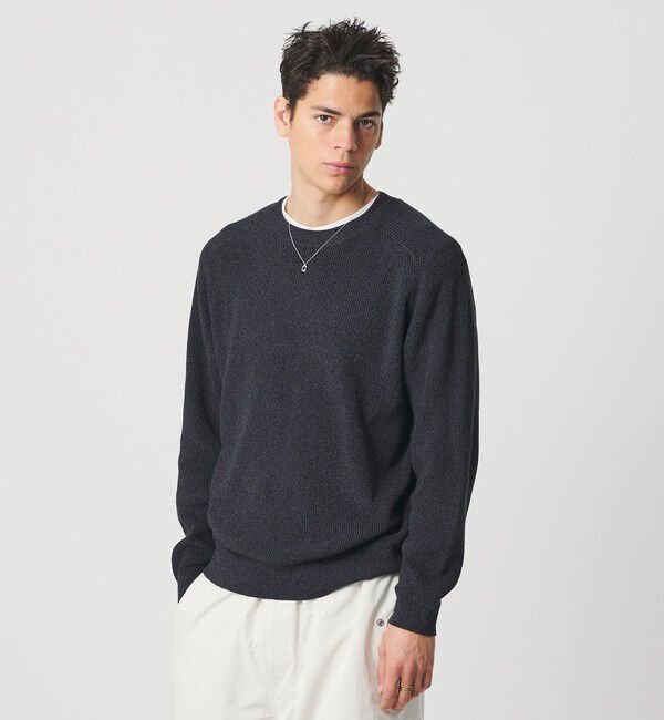 BEAUTY&YOUTH UNITED ARROWS「ブークレ ミックス 12ゲージ アゼ クルーネック ニット ウォッシャブル」|ニット・セーター|