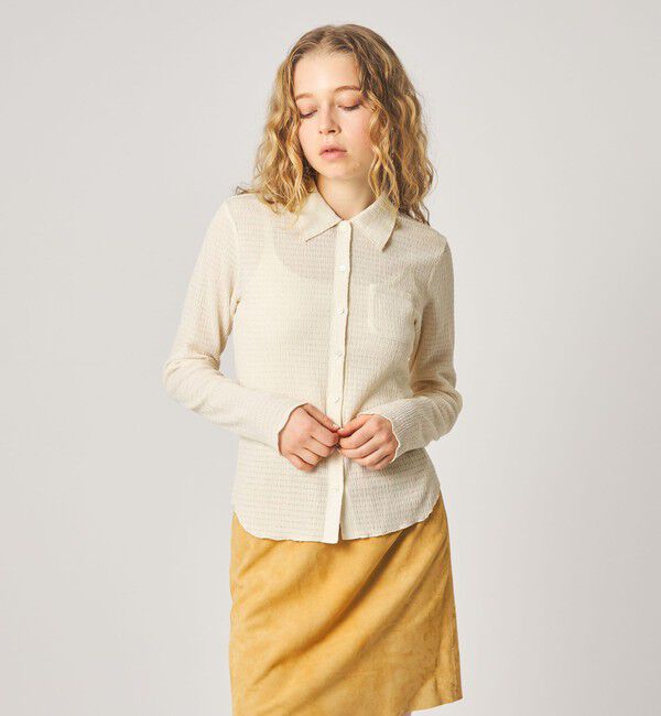 STEVEN ALAN「＜Steven Alan＞クレープ シャツ カーディガン」|カーディガン|OFF WHITE