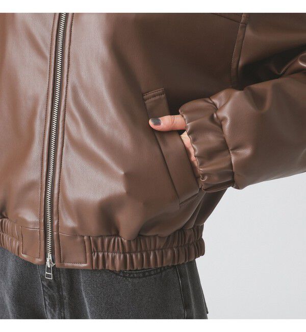 Ray BEAMS 「フェイクレザー ジップ ブルゾン」|ブルゾン・スタジャン|