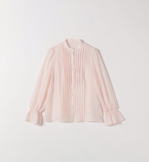 SHIPS any「《一部追加予約》SHIPS any:〈手洗い可能〉シアー フリル バンドカラー シャツ ブラウス」|シャツ・ブラウス|