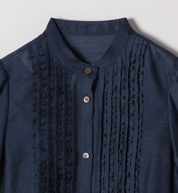 SHIPS any「《一部追加予約》SHIPS any:〈手洗い可能〉シアー フリル バンドカラー シャツ ブラウス」|シャツ・ブラウス|