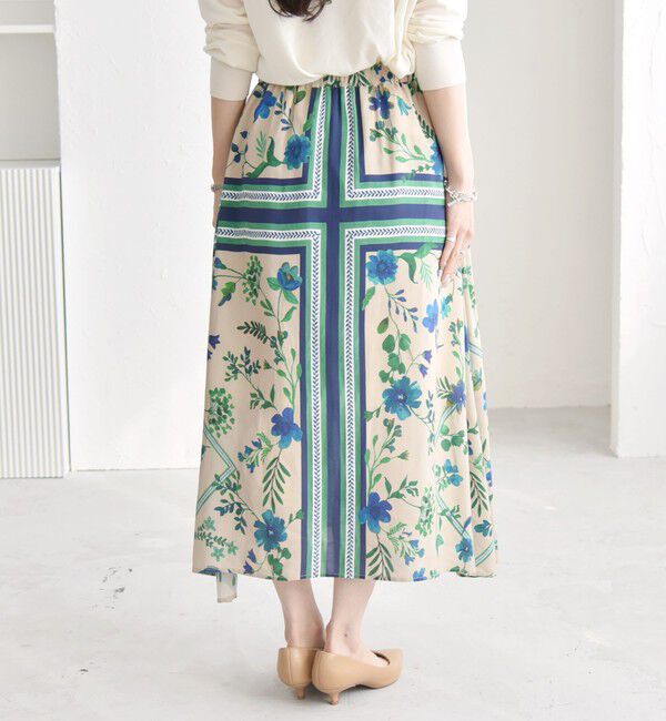 quaranciel「quaranciel: SPRINTEX フラワーパネル柄 スカーフ フレア スカート」|スカート|