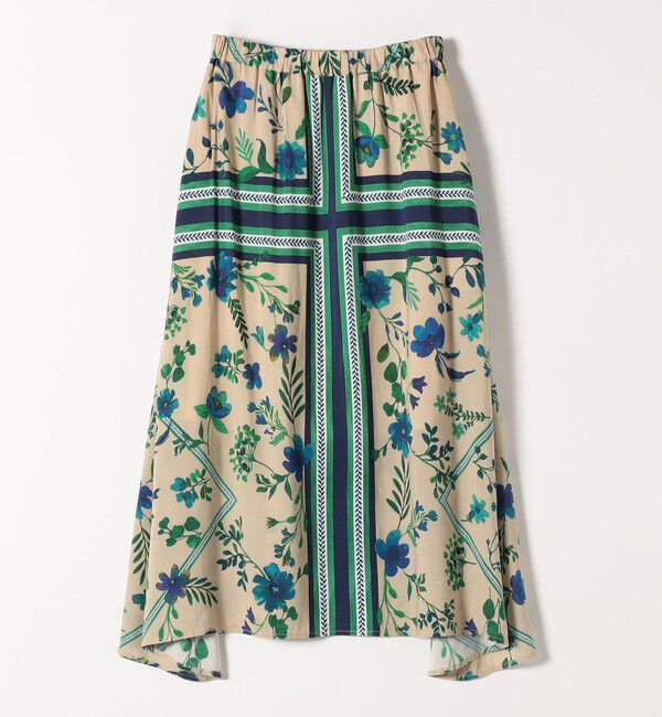 quaranciel「quaranciel: SPRINTEX フラワーパネル柄 スカーフ フレア スカート」|スカート|