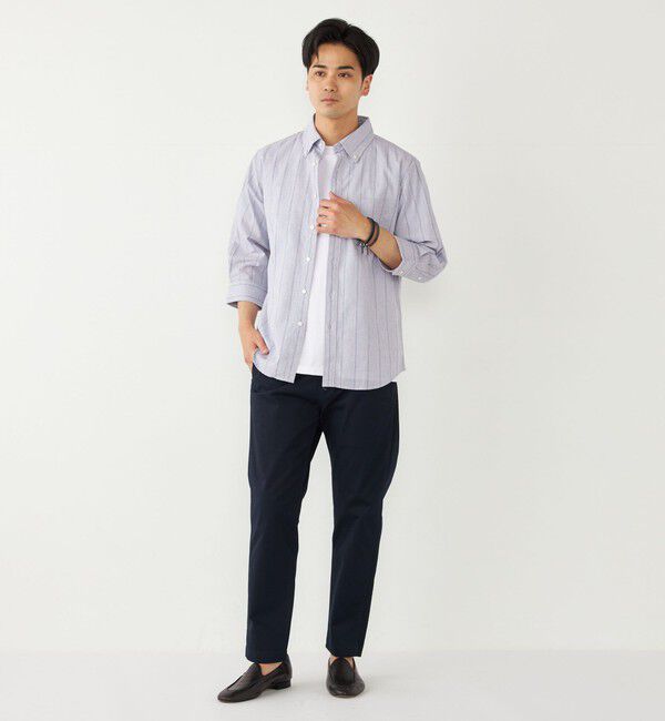 SHIPS Colors 「SHIPS Colors:コットン リネン ストライプ 7分袖 シャツ」|シャツ・ブラウス|