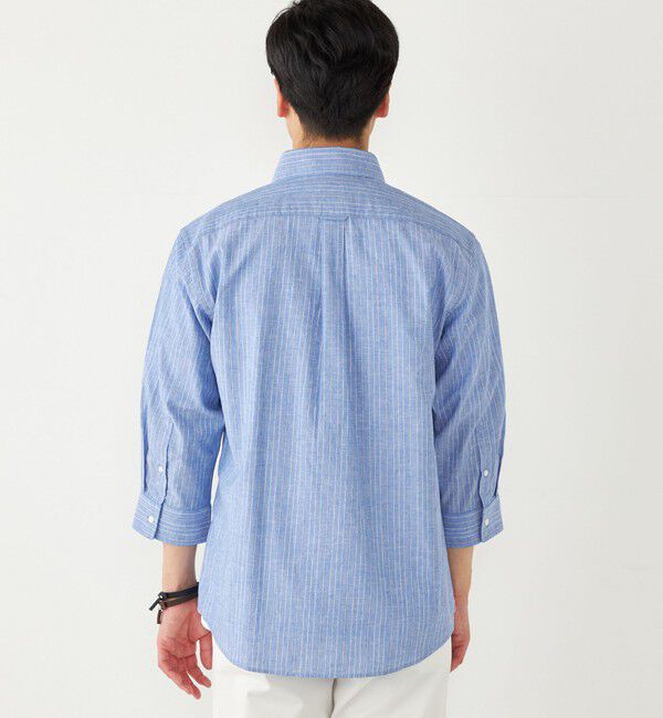 SHIPS Colors 「SHIPS Colors:コットン リネン ストライプ 7分袖 シャツ」|シャツ・ブラウス|
