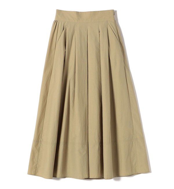 SHIPS Colors 「SHIPS Colors:〈洗濯機可能〉ナイロン ワッシャー タック スカート 2」|フレア|ベージュ