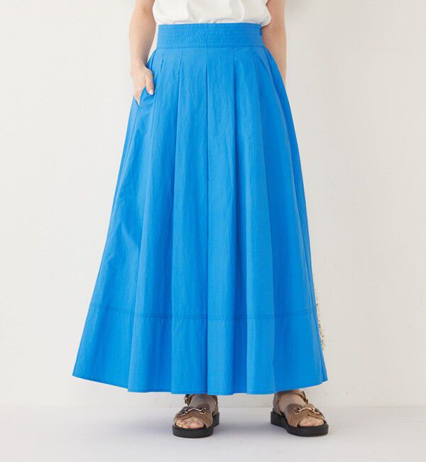 SHIPS Colors 「SHIPS Colors:〈洗濯機可能〉ナイロン ワッシャー タック スカート 2」|フレア|