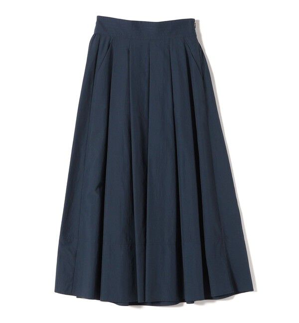 SHIPS Colors 「SHIPS Colors:〈洗濯機可能〉ナイロン ワッシャー タック スカート 2」|フレア|ネイビー