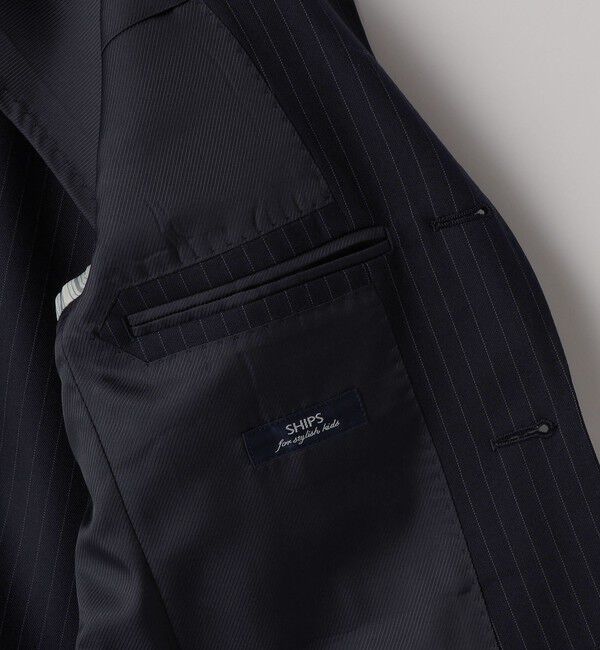 SHIPS KIDS「SHIPS KIDS:140～160cm /ネイビー ストライプ ジャケット」|スーツ|