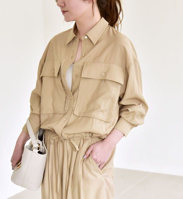 quaranciel「quaranciel:〈洗濯機可能〉ドロスト コンパクト ポケット レギュラー シャツ」|シャツ・ブラウス|