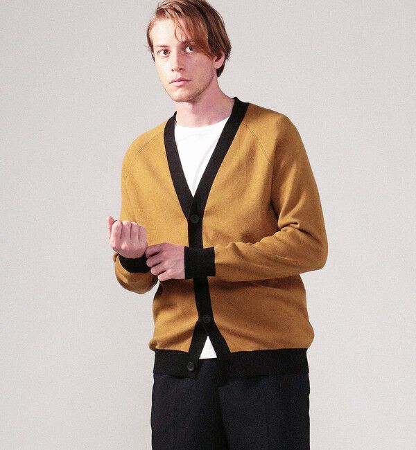 CABaN「CABaN コットンカシミヤ バイカラーVネックカーディガン」|カーディガン|