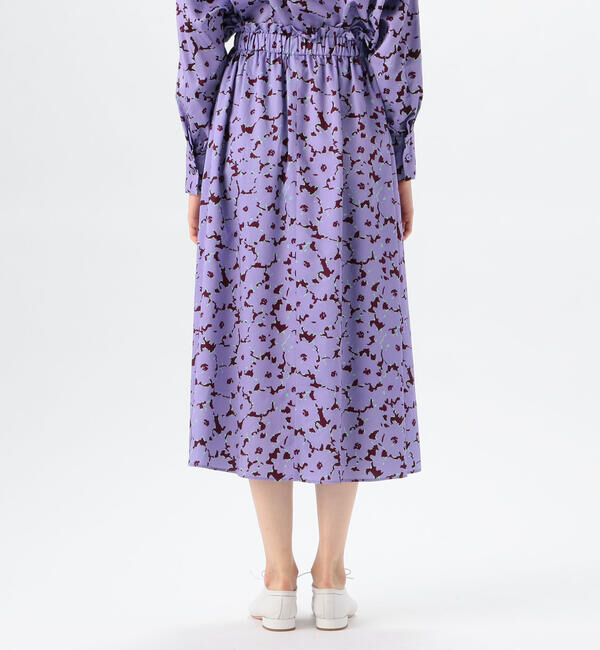 Ballsey「スプレッドフラワープリント ウエストギャザーミディスカート」|フレア|