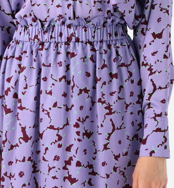 Ballsey「スプレッドフラワープリント ウエストギャザーミディスカート」|フレア|