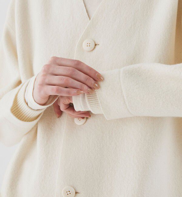 GALERIE VIE「フェルトニット ライトコート」|ノーカラーコート|
