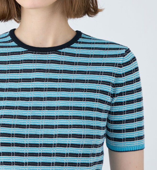 MACPHEE「コットンナイロンラメチェック クルーネックプルオーバー」|ニット・セーター|