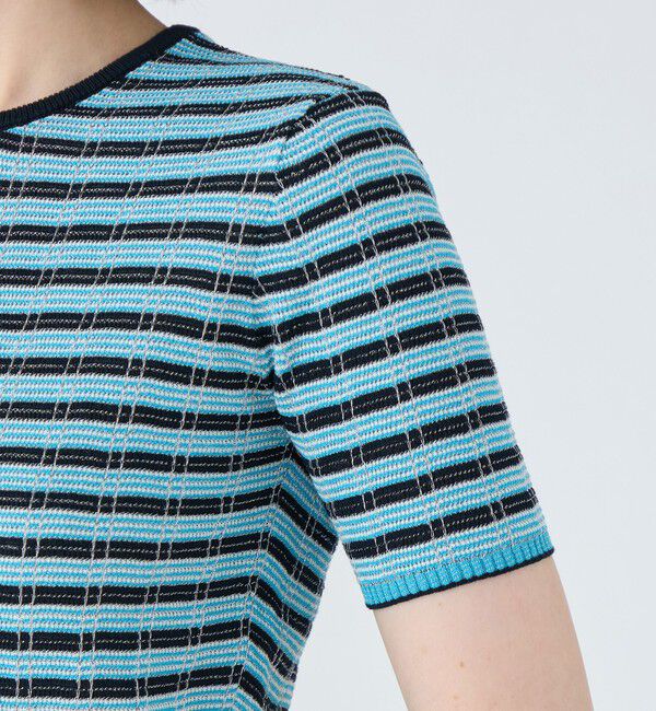 MACPHEE「コットンナイロンラメチェック クルーネックプルオーバー」|ニット・セーター|