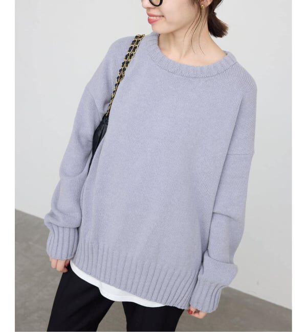 SLOBE IENA「《WEB限定/追加2》バルキーコットンプルオーバー」|ニット・セーター|サックスブルー