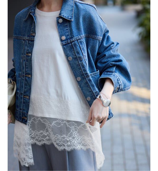 SLOBE IENA「《追加》レースコンビカットソー2」|Tシャツ・カットソー|