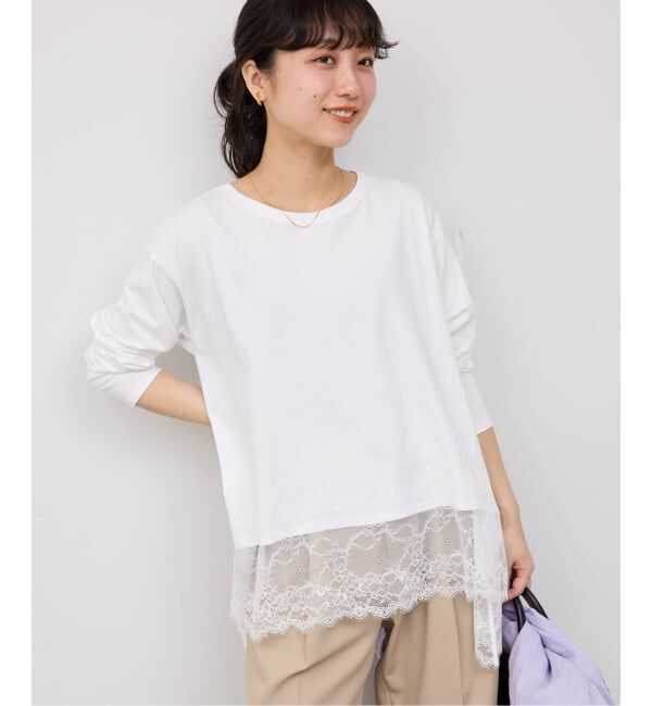 SLOBE IENA「《追加》レースコンビカットソー2」|Tシャツ・カットソー|