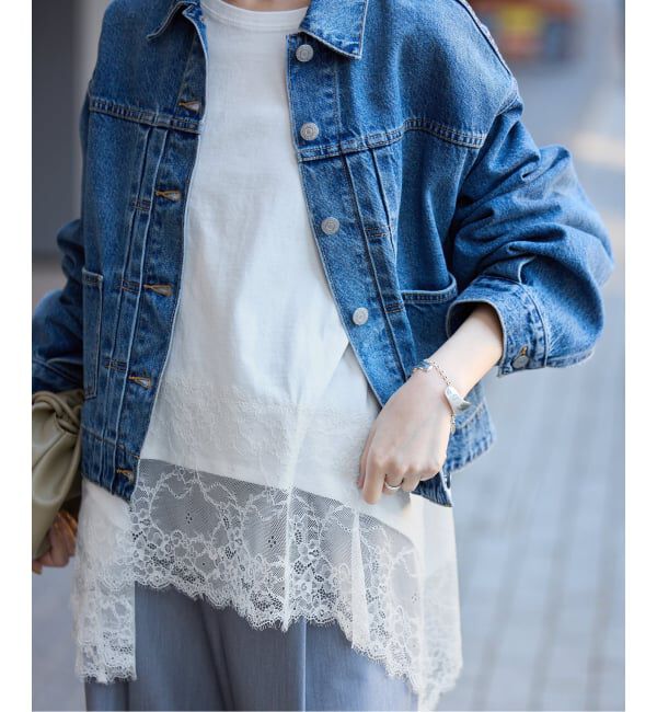 SLOBE IENA「《追加》レースコンビカットソー2」|Tシャツ・カットソー|ホワイト