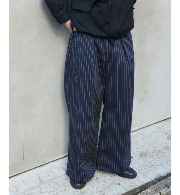 JOURNAL STANDARD「ピン ストライプ バギー ツイル パンツ」|スラックス|ネイビー