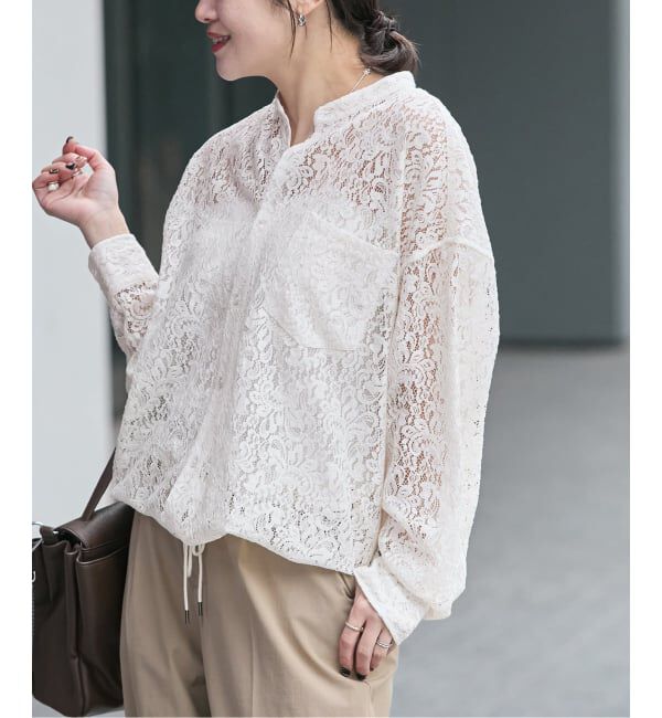 JOURNAL STANDARD「《WEB限定追加予約2》スタンドカラーレースロングスリーブブラウス」|シャツ・ブラウス|