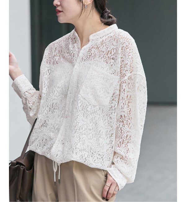 JOURNAL STANDARD「《WEB限定追加予約2》スタンドカラーレースロングスリーブブラウス」|シャツ・ブラウス|