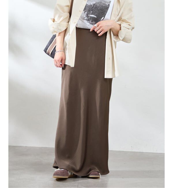 U by SPICK&SPAN「《追加》サテンロングスカート」|スカート|