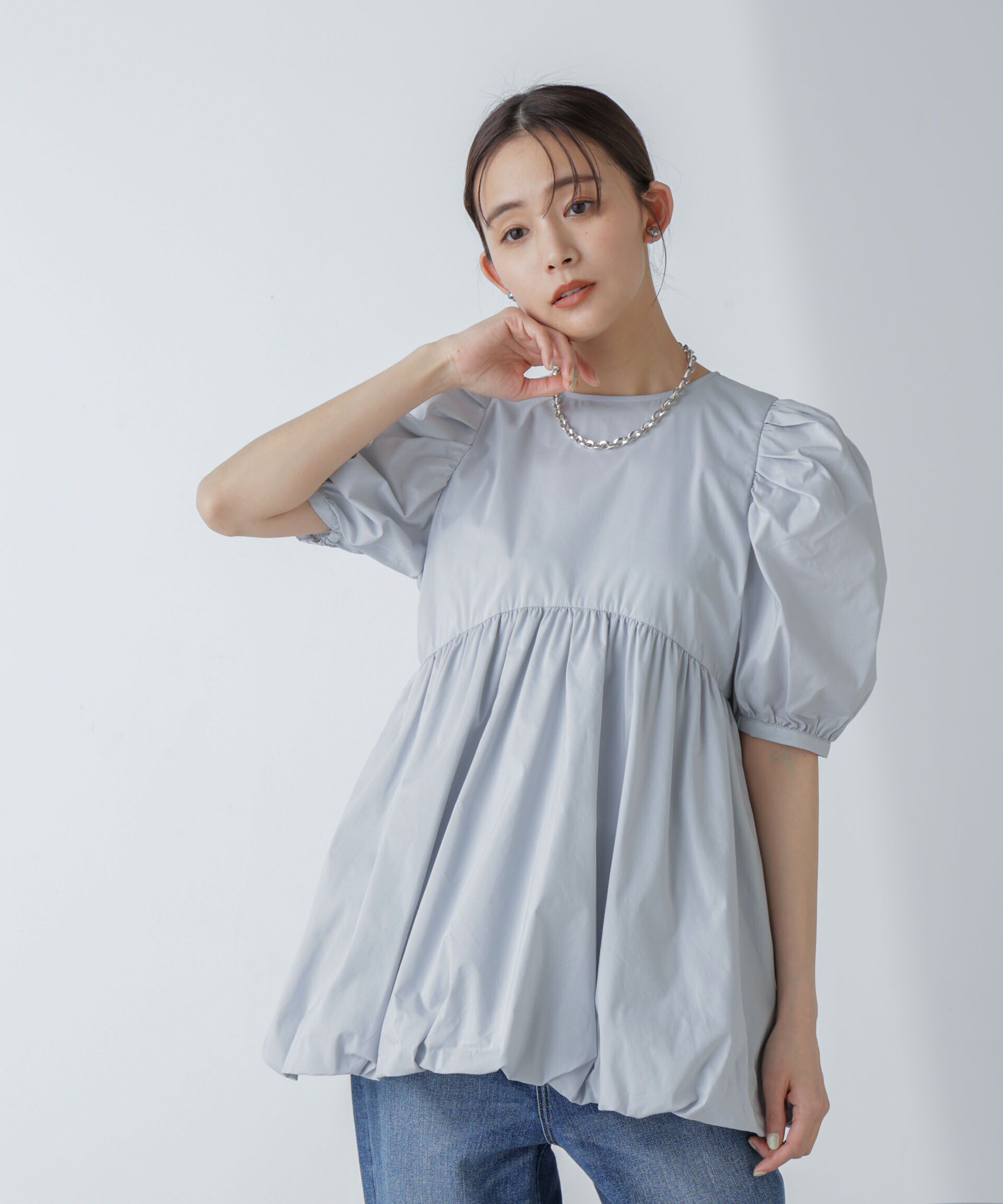 nano･universe「「星玲奈&times;NANO universe」タックスリーブバルーンブラウス」|シャツ・ブラウス|