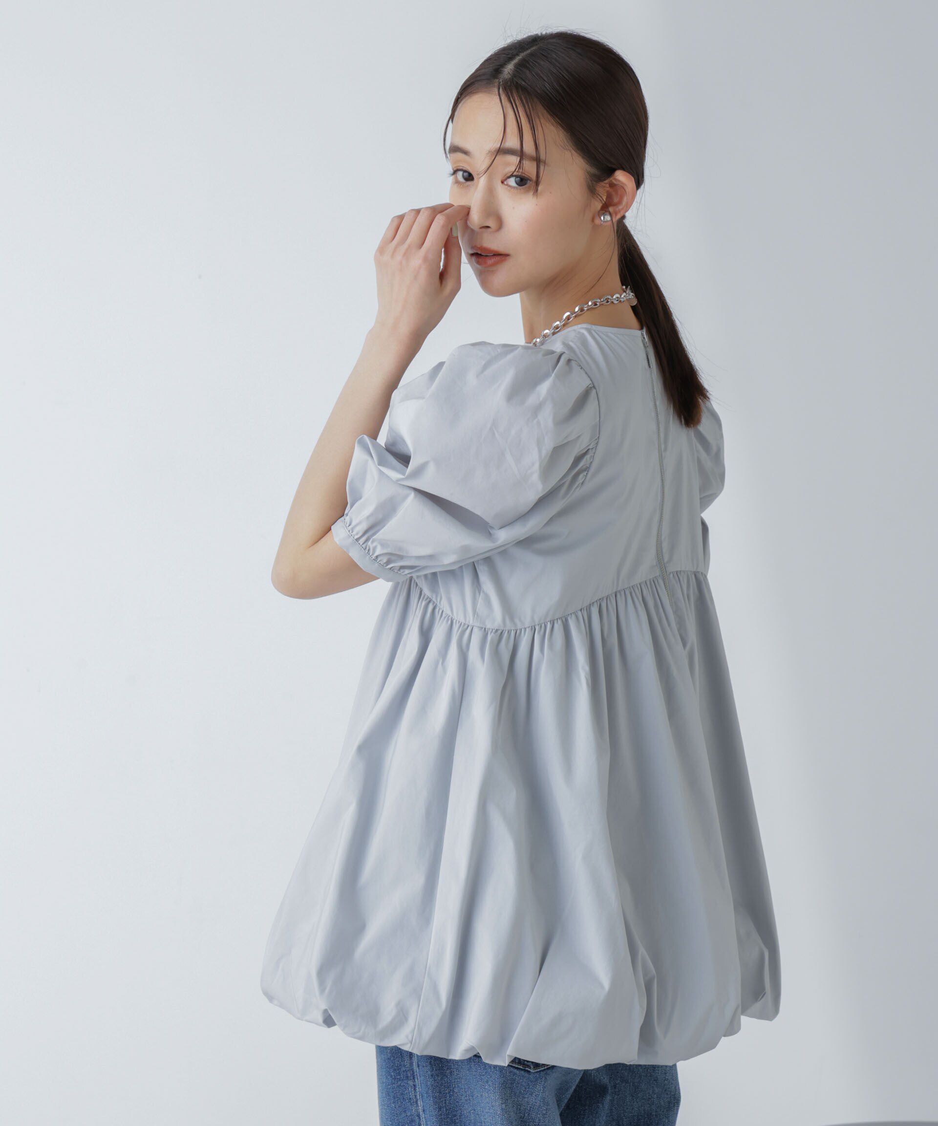 nano･universe「「星玲奈&times;NANO universe」タックスリーブバルーンブラウス」|シャツ・ブラウス|