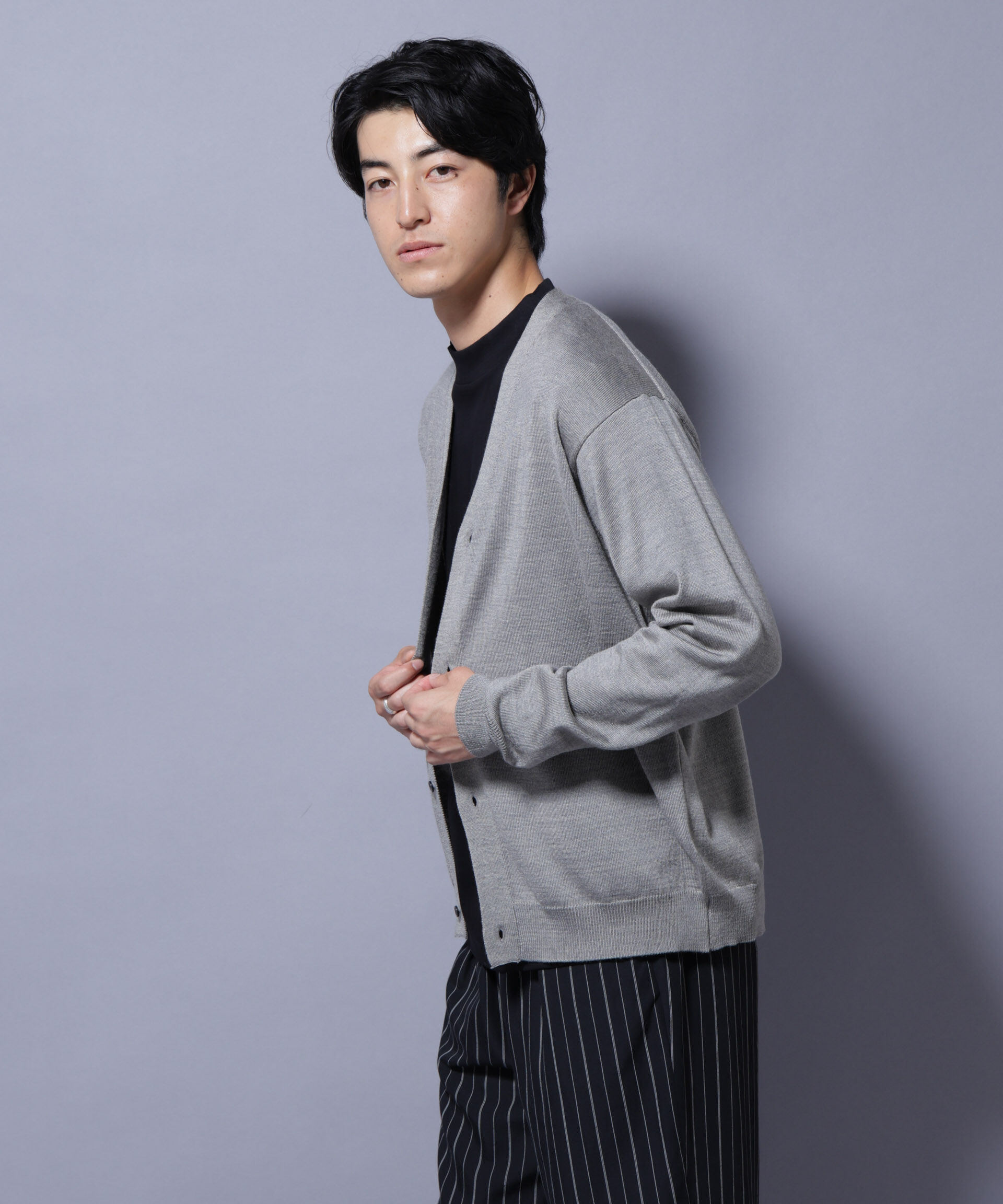 nano･universe「タスマニアミックスベーシックカーディガン」|ニット・セーター|