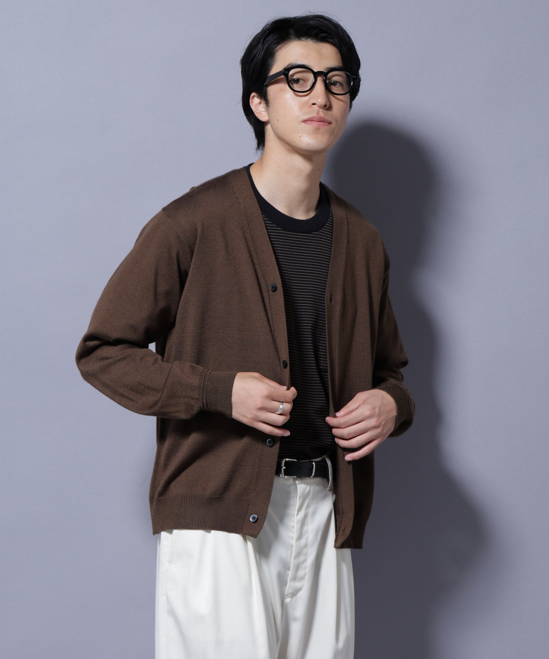 nano･universe「タスマニアミックスベーシックカーディガン」|ニット・セーター|