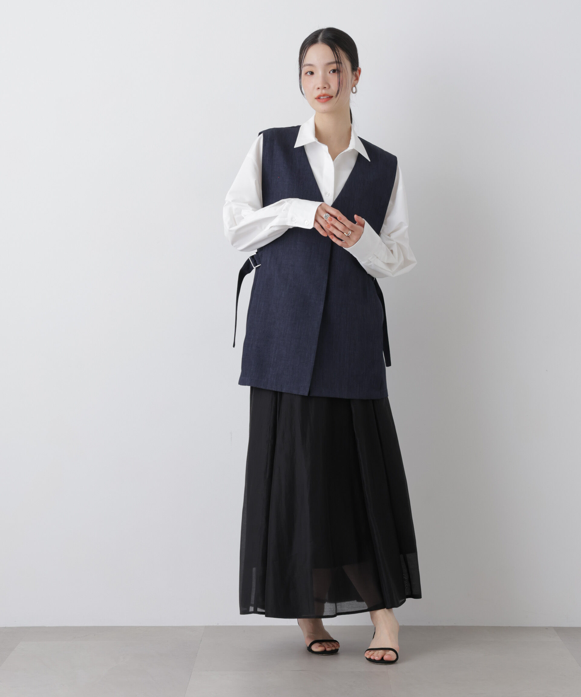 nano･universe「シアーオーガンジータックフレアスカート」|スカート|