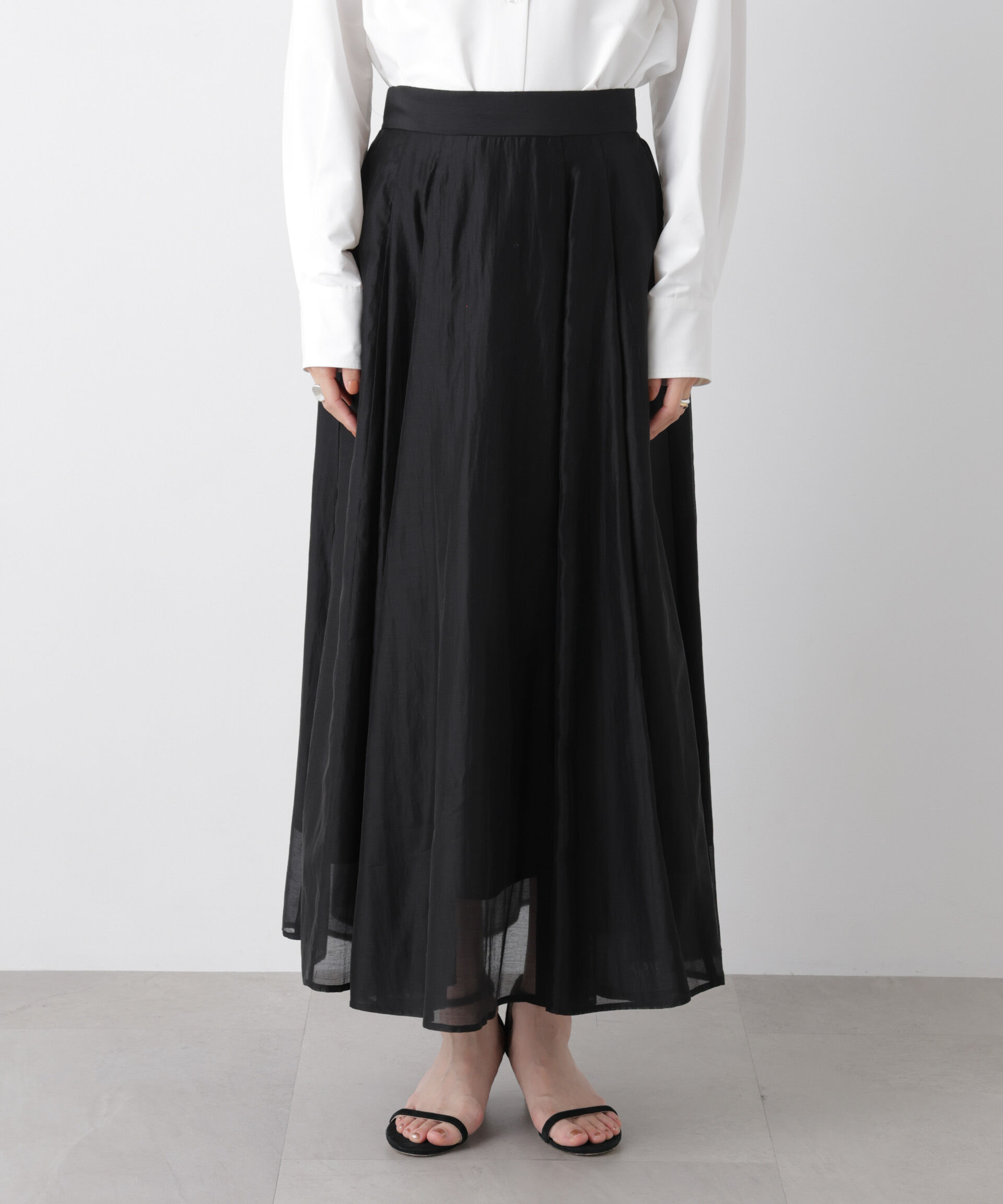 nano･universe「シアーオーガンジータックフレアスカート」|スカート|