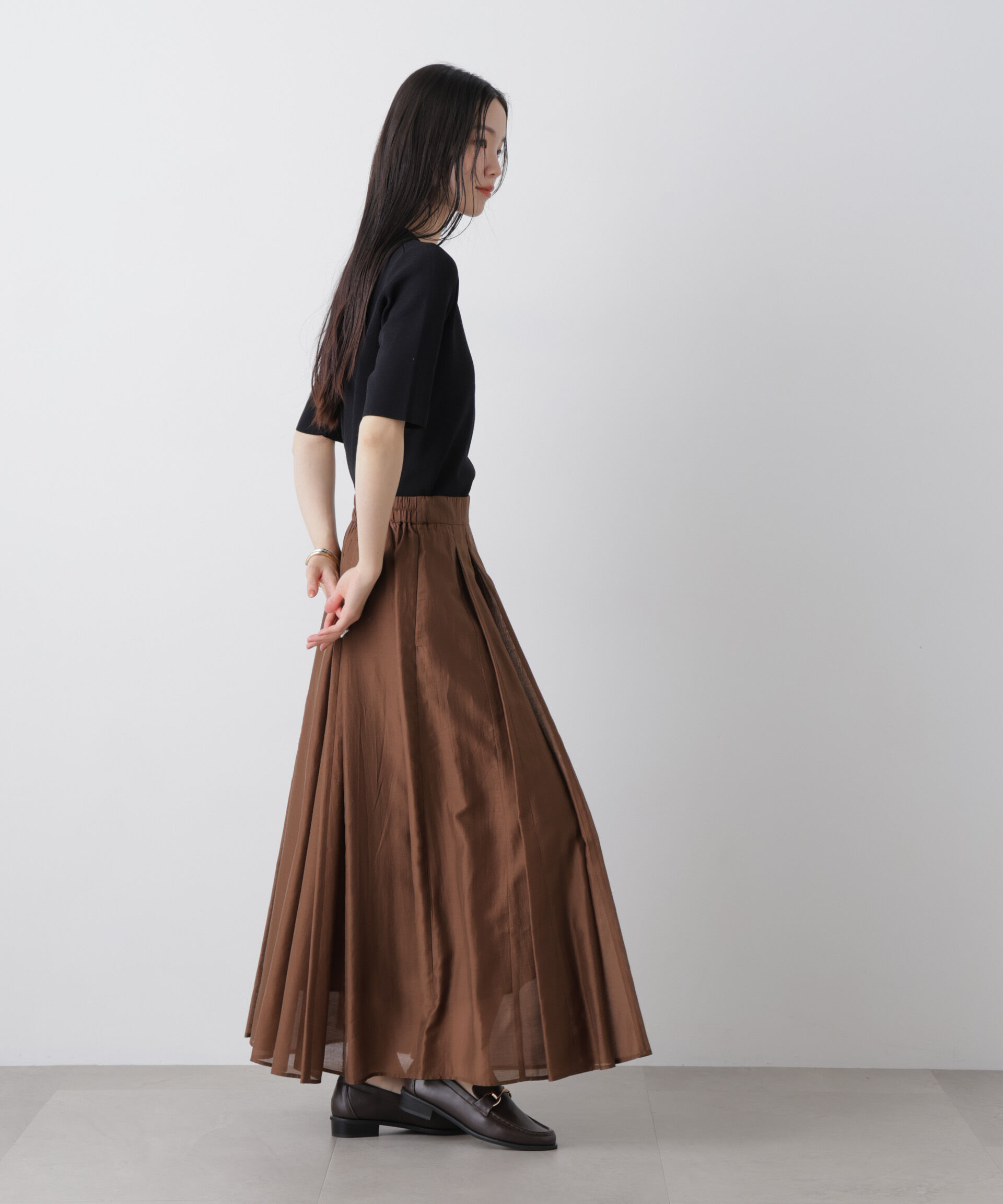 nano･universe「シアーオーガンジータックフレアスカート」|スカート|