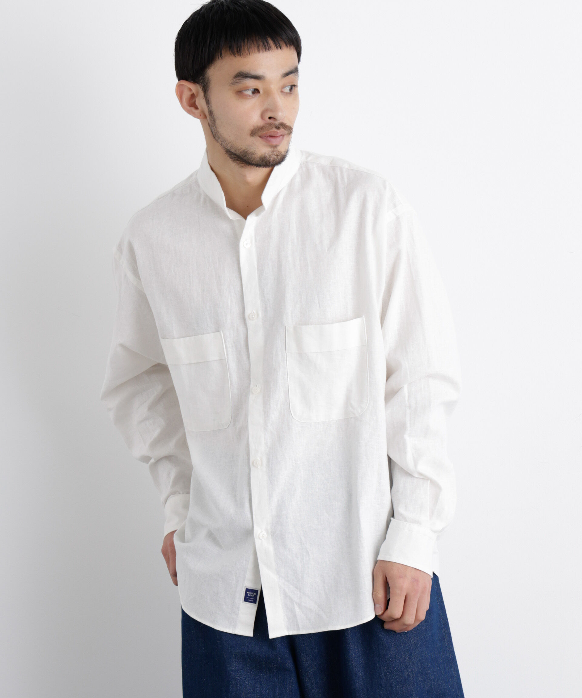 nano･universe「「FRENCH LINEN」リネンコットンスタンドシャツ」|シャツ・ブラウス|