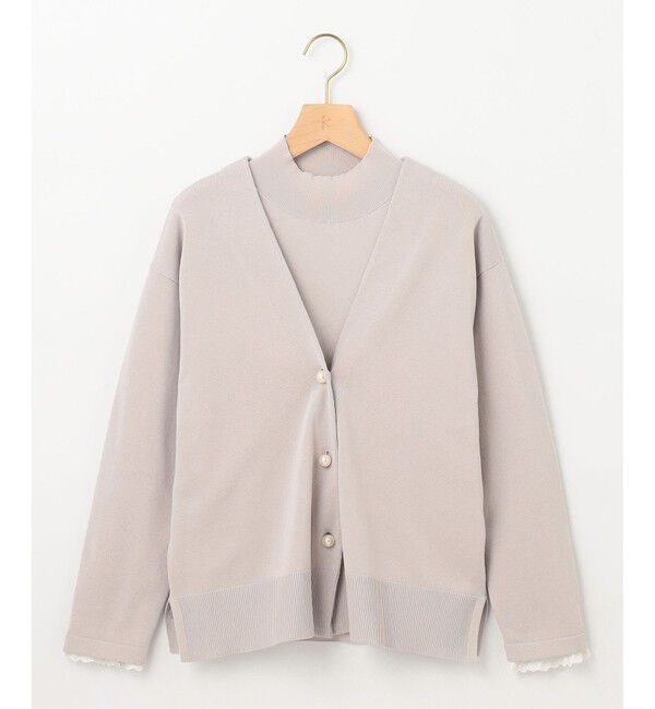 組曲「【2SET・WEB限定】パールボタン配色フリルツイン セット」|カーディガン|