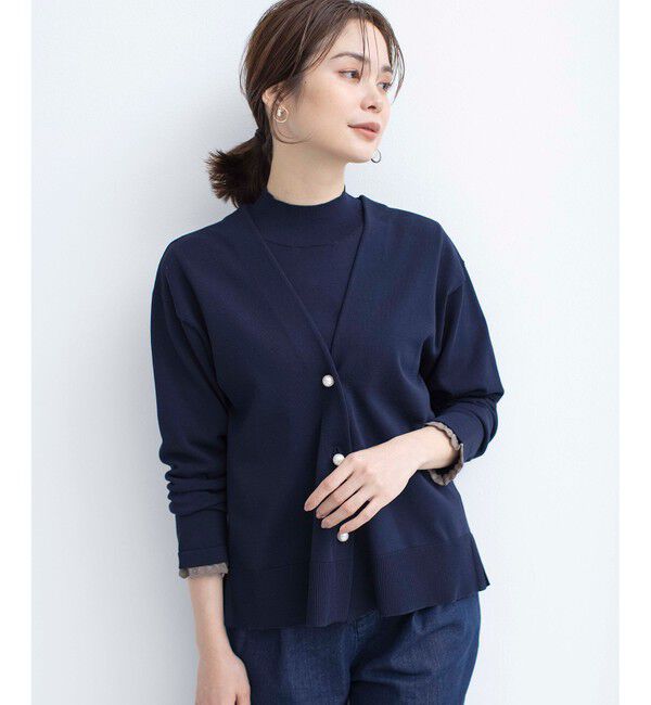 組曲「【2SET・WEB限定】パールボタン配色フリルツイン セット」|カーディガン|