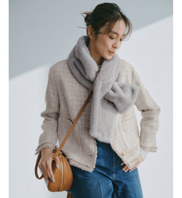 自由区「【オンオフ使える・セレモニー】ファンシーノットツイードノーカラー ジャケット」|ノーカラージャケット|