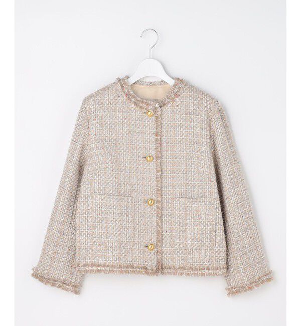 自由区「【オンオフ使える・セレモニー】ファンシーノットツイードノーカラー ジャケット」|ノーカラージャケット|