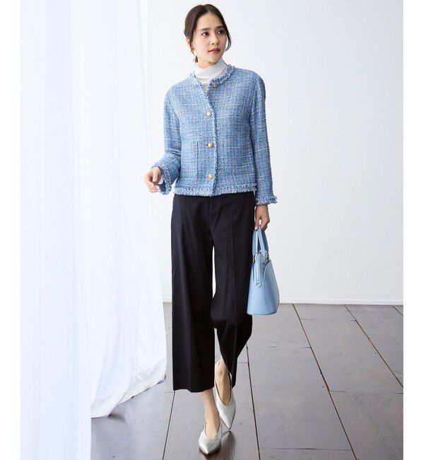 自由区「【オンオフ使える・セレモニー】ファンシーノットツイードノーカラー ジャケット」|ノーカラージャケット|