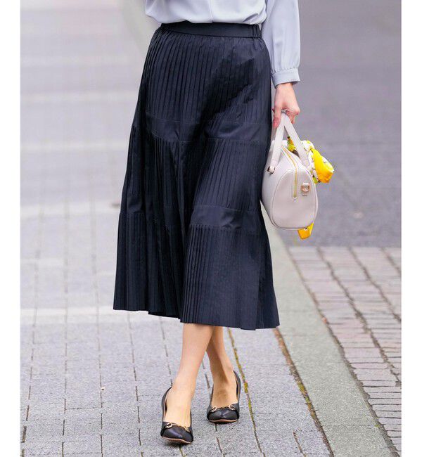 ANY SIS「プリーツ切替 スカート」|スカート|ネイビー