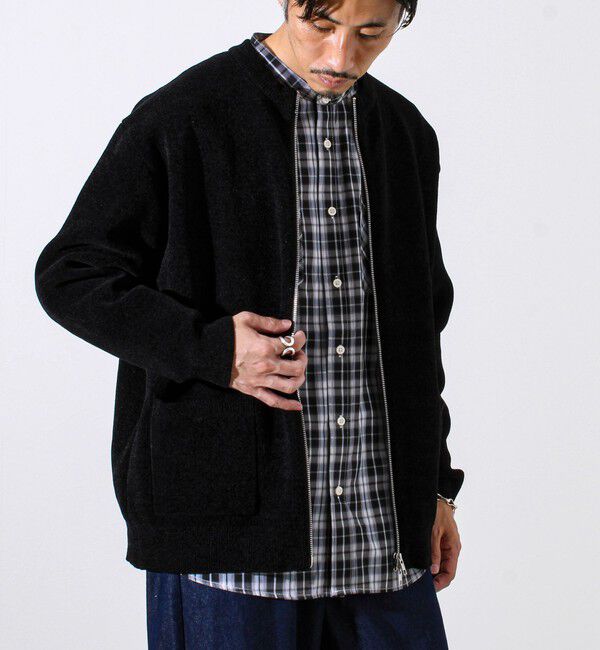 GLOSTER「【チクチクしないニットシリーズ】モールダブルフェイス クルージップカーデ」|カーディガン|