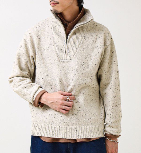 GLOSTER「【冬の大人レイヤードに】ネップハーフジッププルオーバー」|ニット・セーター|オフホワイト