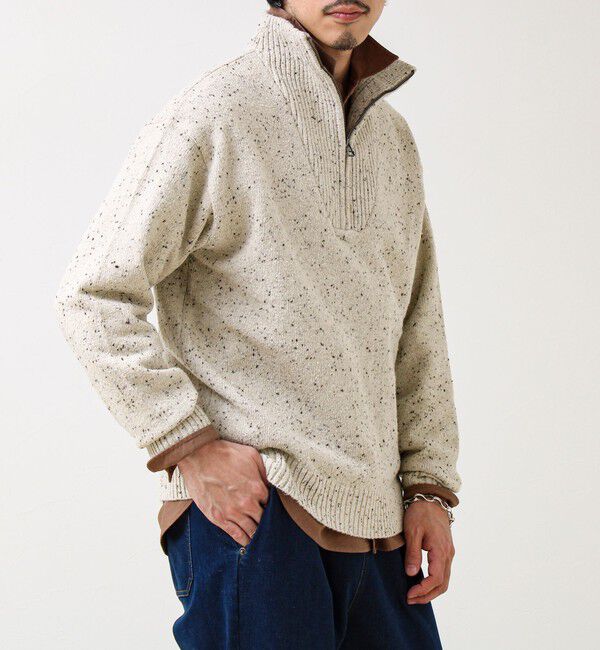 GLOSTER「【冬の大人レイヤードに】ネップハーフジッププルオーバー」|ニット・セーター|